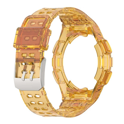 For Samsung Galaxy Watch4 Classic 46mm Silicone Watch Band Ajustable Strap with Integrated Watch Case Orange