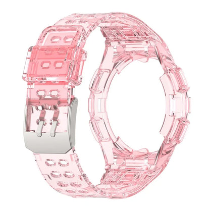 For Samsung Galaxy Watch4 Classic 46mm Silicone Watch Band Ajustable Strap with Integrated Watch Case Pink
