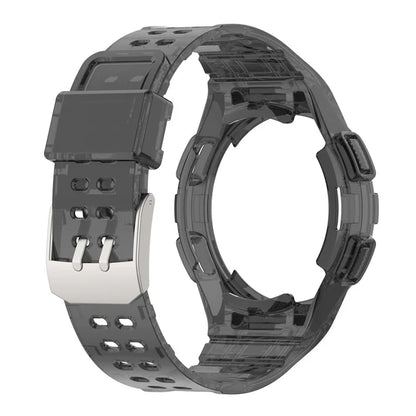 For Samsung Galaxy Watch4 Classic 46mm Silicone Watch Band Ajustable Strap with Integrated Watch Case Black