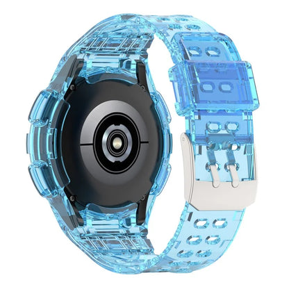 For Samsung Galaxy Watch4 Classic 46mm Silicone Watch Band Ajustable Strap with Integrated Watch Case Blue