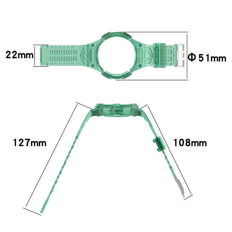 For Samsung Galaxy Watch4 Classic 46mm Silicone Watch Band Ajustable Strap with Integrated Watch Case Blue