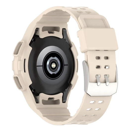 For Samsung Galaxy Watch4 Classic 46mm Silicone Watch Band Ajustable Strap with Integrated Watch Case