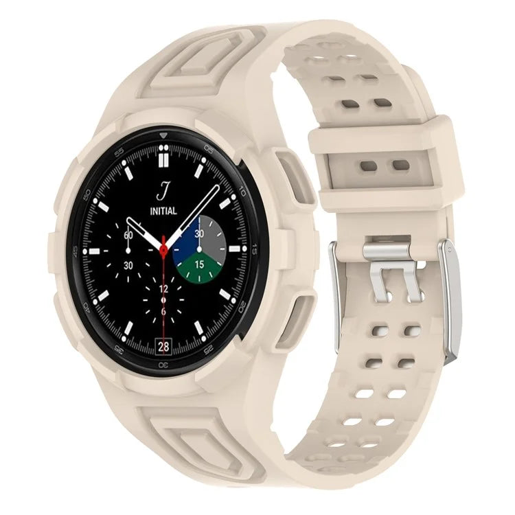 For Samsung Galaxy Watch4 Classic 46mm Silicone Watch Band Ajustable Strap with Integrated Watch Case
