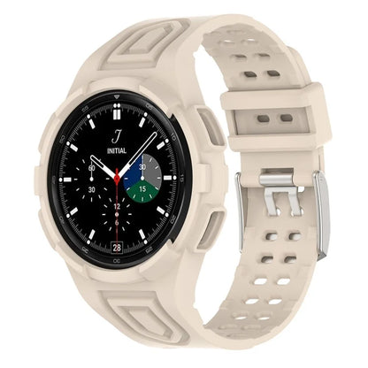 For Samsung Galaxy Watch4 Classic 46mm Silicone Watch Band Ajustable Strap with Integrated Watch Case