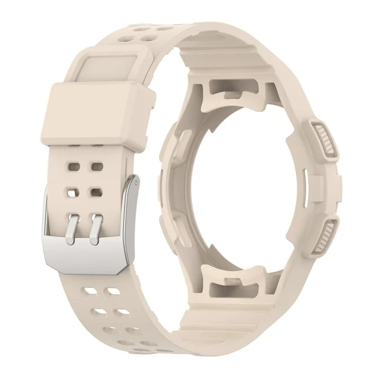 For Samsung Galaxy Watch4 Classic 46mm Silicone Watch Band Ajustable Strap with Integrated Watch Case