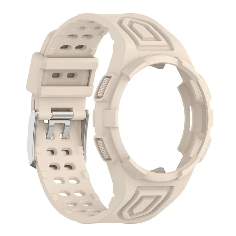 For Samsung Galaxy Watch4 Classic 46mm Silicone Watch Band Ajustable Strap with Integrated Watch Case