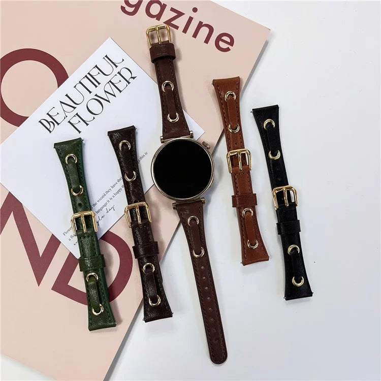 For Huawei Watch GT 4 41mm / Garmin Venu 3S Watch Band 18mm Leather Wrist Straps