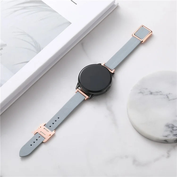 For Samsung Galaxy Watch6 Classic 47mm 43mm Watch Band 20mm Leather Strap with Magnetic Folding Buckle