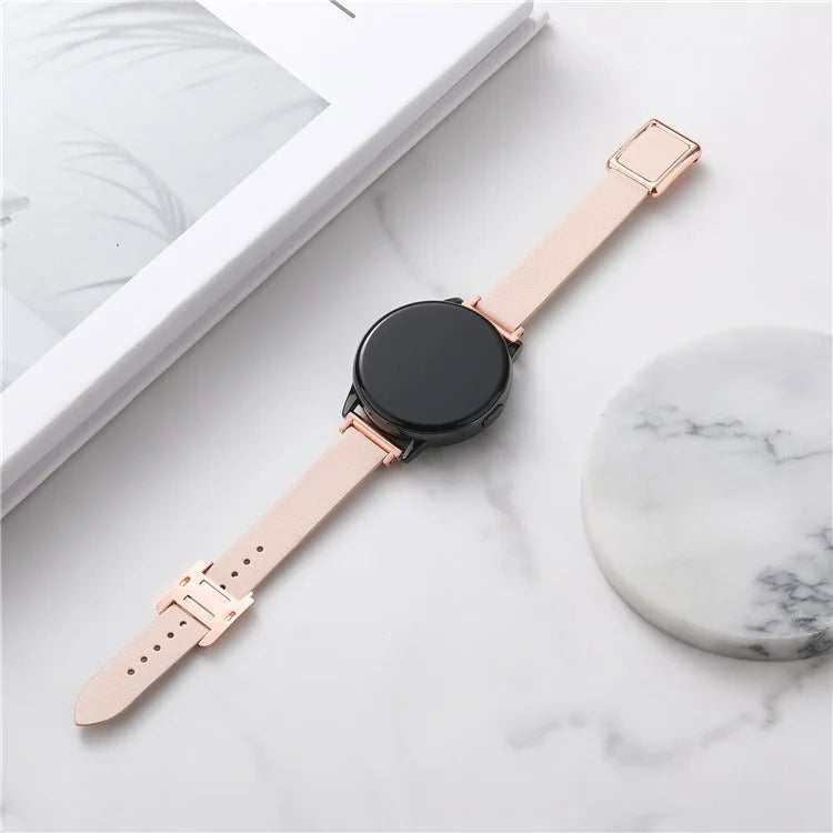 For Samsung Galaxy Watch6 Classic 47mm 43mm Watch Band 20mm Leather Strap with Magnetic Folding Buckle