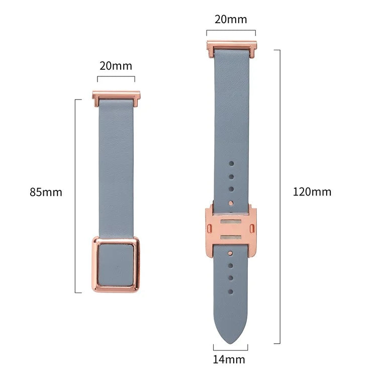 For Samsung Galaxy Watch6 Classic 47mm 43mm Watch Band 20mm Leather Strap with Magnetic Folding Buckle
