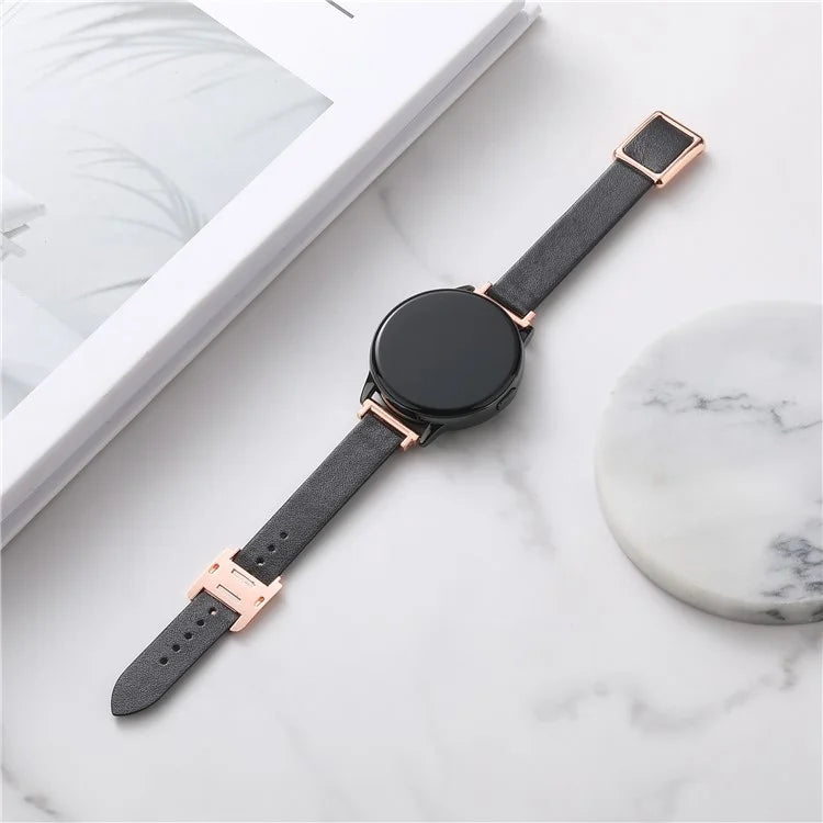 For Samsung Galaxy Watch6 Classic 47mm 43mm Watch Band 20mm Leather Strap with Magnetic Folding Buckle