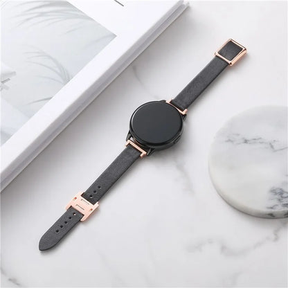 For Samsung Galaxy Watch6 Classic 47mm 43mm Watch Band 20mm Leather Strap with Magnetic Folding Buckle