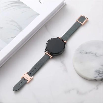 For Samsung Galaxy Watch6 Classic 47mm 43mm Watch Band 20mm Leather Strap with Magnetic Folding Buckle