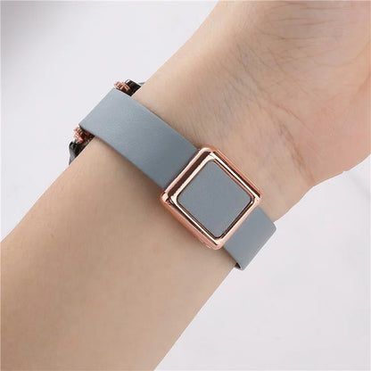 For Samsung Galaxy Watch6 Classic 47mm 43mm Watch Band 20mm Leather Strap with Magnetic Folding Buckle