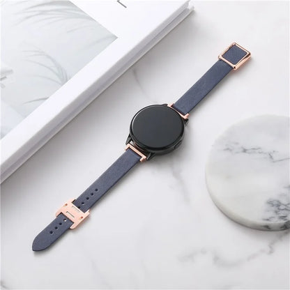 For Samsung Galaxy Watch6 Classic 47mm 43mm Watch Band 20mm Leather Strap with Magnetic Folding Buckle