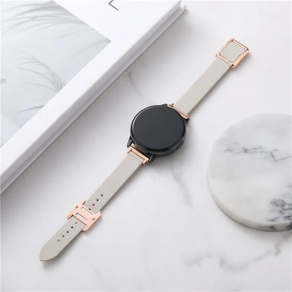 For Samsung Galaxy Watch6 Classic 47mm 43mm Watch Band 20mm Leather Strap with Magnetic Folding Buckle