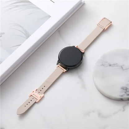 For Samsung Galaxy Watch6 Classic 47mm 43mm Watch Band 20mm Leather Strap with Magnetic Folding Buckle