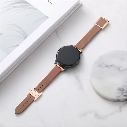 For Samsung Galaxy Watch6 Classic 47mm 43mm Watch Band 20mm Leather Strap with Magnetic Folding Buckle