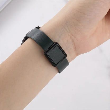 For Samsung Galaxy Watch6 Classic 47mm 43mm Watch Band 20mm Leather Strap with Magnetic Folding Buckle
