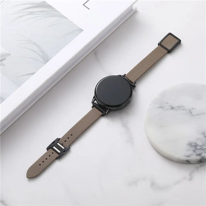 For Samsung Galaxy Watch6 Classic 47mm 43mm Watch Band 20mm Leather Strap with Magnetic Folding Buckle