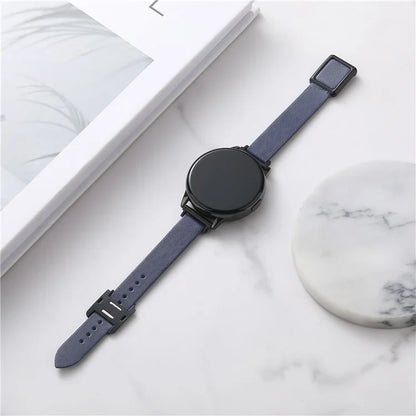 For Samsung Galaxy Watch6 Classic 47mm 43mm Watch Band 20mm Leather Strap with Magnetic Folding Buckle