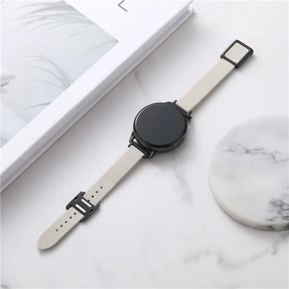 For Samsung Galaxy Watch6 Classic 47mm 43mm Watch Band 20mm Leather Strap with Magnetic Folding Buckle