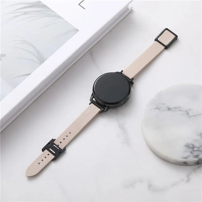 For Samsung Galaxy Watch6 Classic 47mm 43mm Watch Band 20mm Leather Strap with Magnetic Folding Buckle
