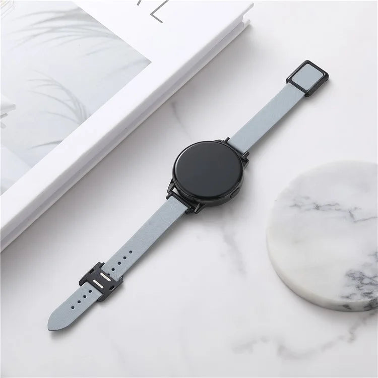 For Samsung Galaxy Watch6 Classic 47mm 43mm Watch Band 20mm Leather Strap with Magnetic Folding Buckle