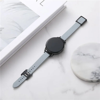 For Samsung Galaxy Watch6 Classic 47mm 43mm Watch Band 20mm Leather Strap with Magnetic Folding Buckle