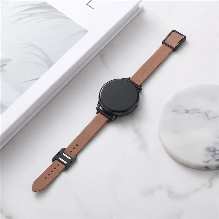 For Samsung Galaxy Watch6 Classic 47mm 43mm Watch Band 20mm Leather Strap with Magnetic Folding Buckle