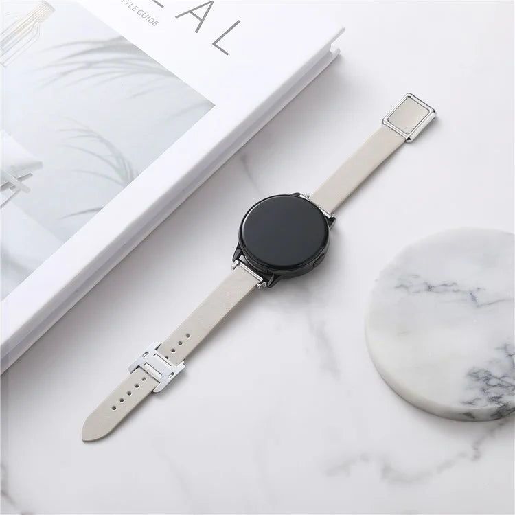 For Samsung Galaxy Watch6 Classic 47mm 43mm Watch Band 20mm Leather Strap with Magnetic Folding Buckle
