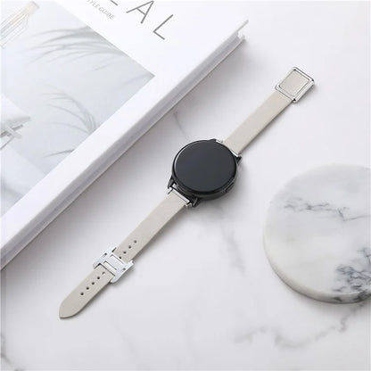 For Samsung Galaxy Watch6 Classic 47mm 43mm Watch Band 20mm Leather Strap with Magnetic Folding Buckle