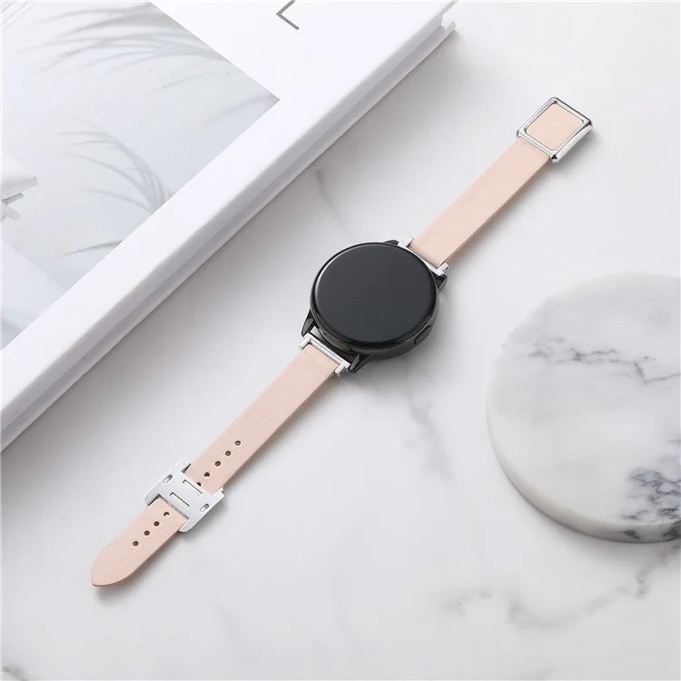 For Samsung Galaxy Watch6 Classic 47mm 43mm Watch Band 20mm Leather Strap with Magnetic Folding Buckle