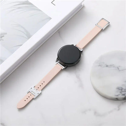 For Samsung Galaxy Watch6 Classic 47mm 43mm Watch Band 20mm Leather Strap with Magnetic Folding Buckle