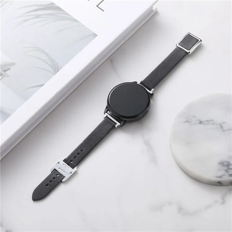 For Samsung Galaxy Watch6 Classic 47mm 43mm Watch Band 20mm Leather Strap with Magnetic Folding Buckle