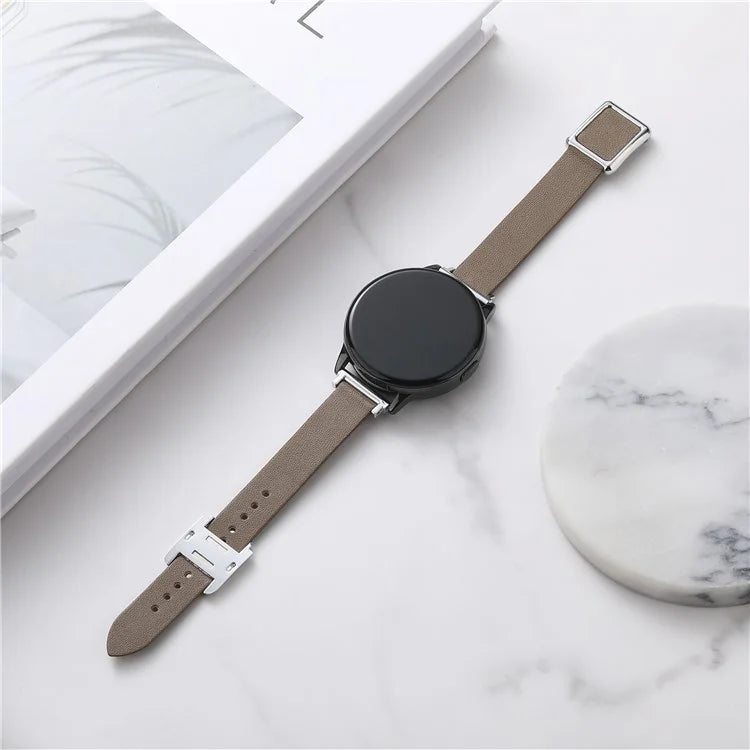 For Samsung Galaxy Watch6 Classic 47mm 43mm Watch Band 20mm Leather Strap with Magnetic Folding Buckle