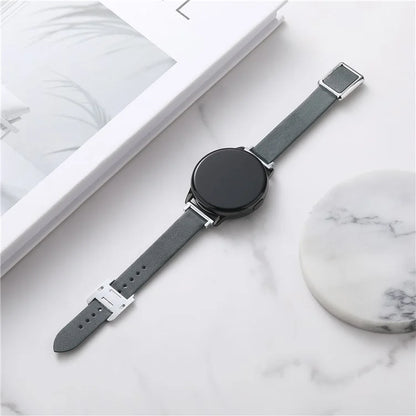 For Samsung Galaxy Watch6 Classic 47mm 43mm Watch Band 20mm Leather Strap with Magnetic Folding Buckle