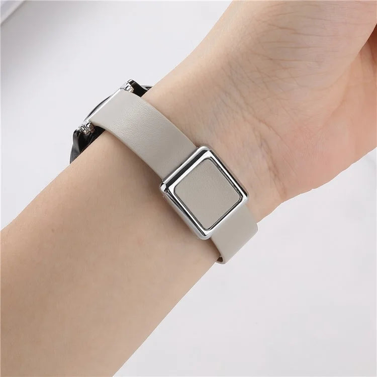 For Samsung Galaxy Watch6 Classic 47mm 43mm Watch Band 20mm Leather Strap with Magnetic Folding Buckle