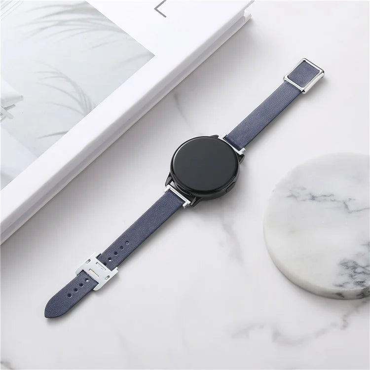 For Samsung Galaxy Watch6 Classic 47mm 43mm Watch Band 20mm Leather Strap with Magnetic Folding Buckle