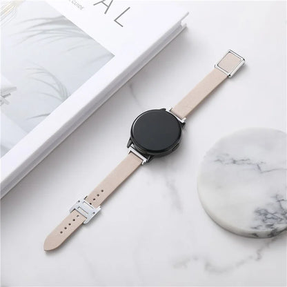 For Samsung Galaxy Watch6 Classic 47mm 43mm Watch Band 20mm Leather Strap with Magnetic Folding Buckle