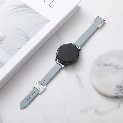 For Samsung Galaxy Watch6 Classic 47mm 43mm Watch Band 20mm Leather Strap with Magnetic Folding Buckle