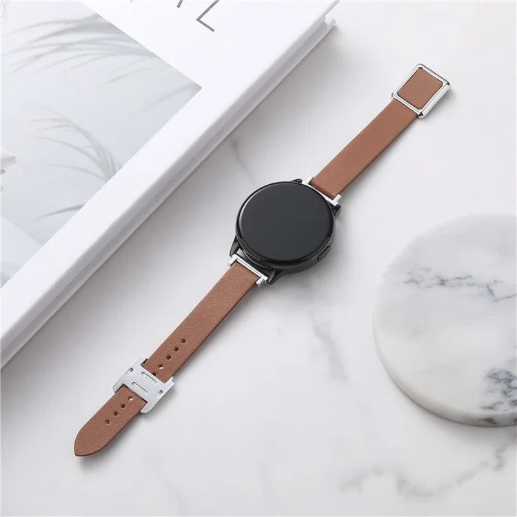 For Samsung Galaxy Watch6 Classic 47mm 43mm Watch Band 20mm Leather Strap with Magnetic Folding Buckle