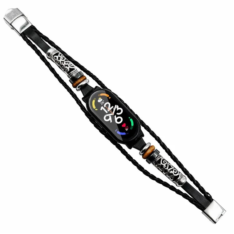For Xiaomi Mi Band 7 / Band 7 NFC Beads Watch Strap with Watch Case and Tempered Glass Screen Protector