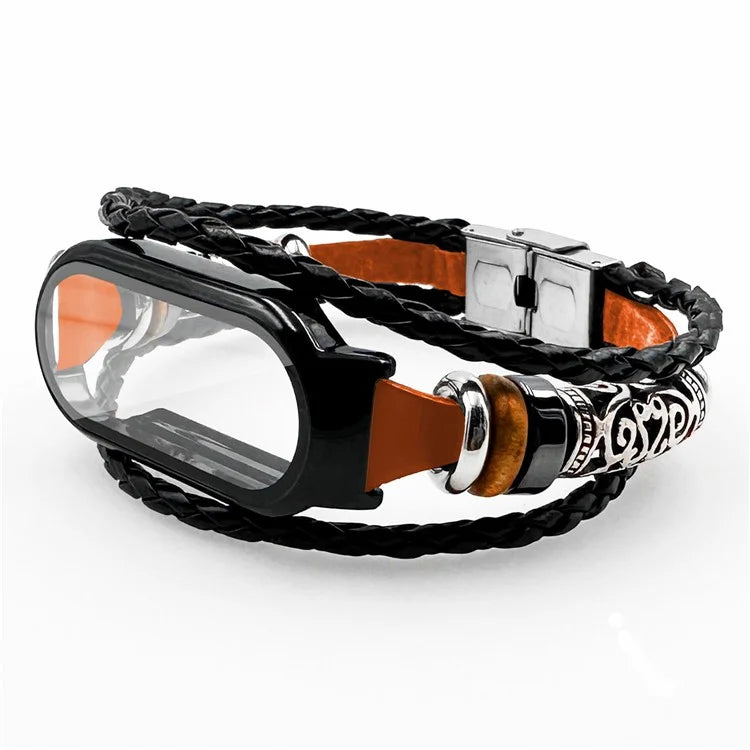 For Xiaomi Mi Band 7 / Band 7 NFC Beads Watch Strap with Watch Case and Tempered Glass Screen Protector