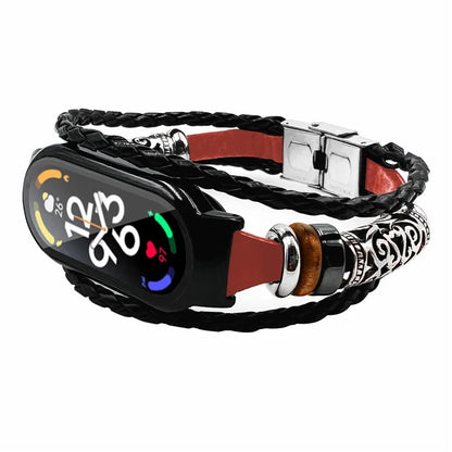 For Xiaomi Mi Band 7 / Band 7 NFC Beads Watch Strap with Watch Case and Tempered Glass Screen Protector