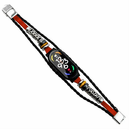 For Xiaomi Mi Band 7 / Band 7 NFC Beads Watch Strap with Watch Case and Tempered Glass Screen Protector