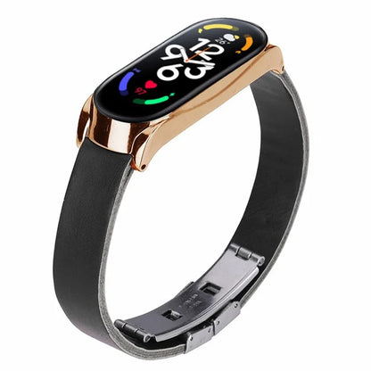 For Xiaomi Mi Band 7 / Band 7 NFC Leather Watch Strap with Watch Case