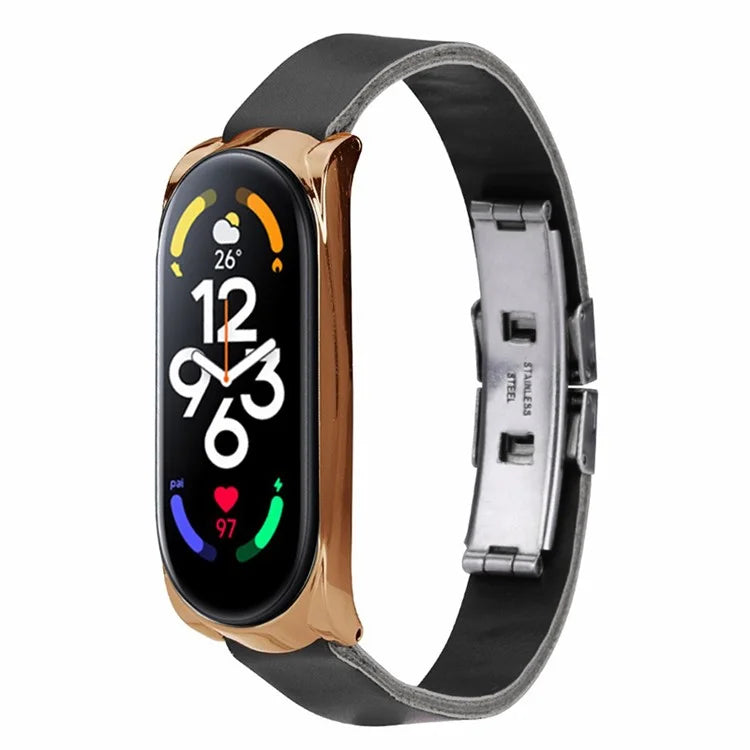 For Xiaomi Mi Band 7 / Band 7 NFC Leather Watch Strap with Watch Case