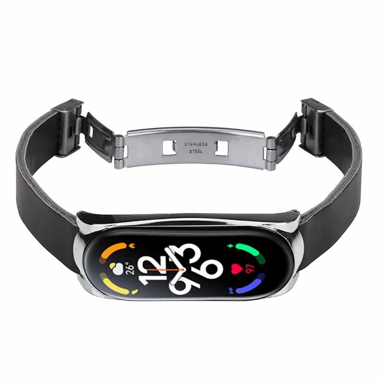 For Xiaomi Mi Band 7 / Band 7 NFC Leather Watch Strap with Watch Case