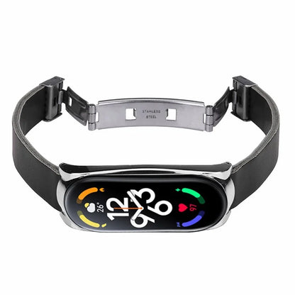 For Xiaomi Mi Band 7 / Band 7 NFC Leather Watch Strap with Watch Case